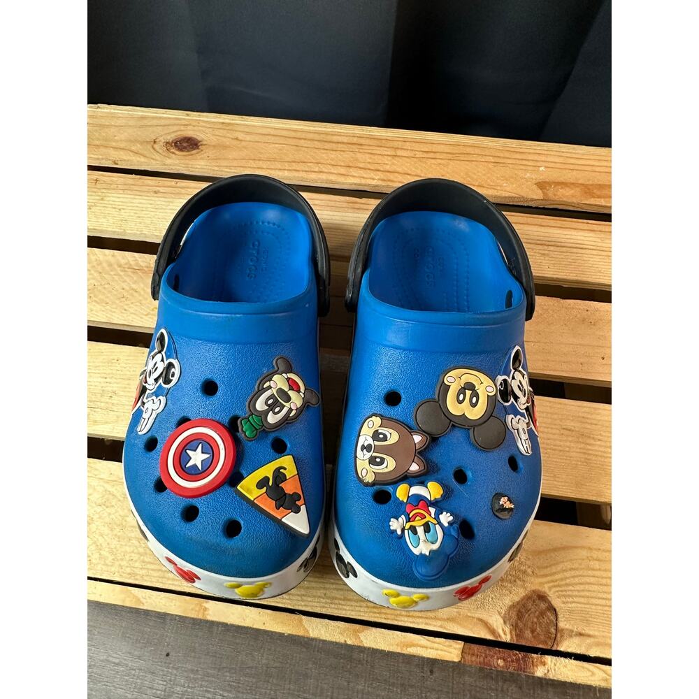 Crocs Kids Disney Mickey Mouse Classic Clogs Blue Size C 12 with Jibbitz - Picture 6 of 7